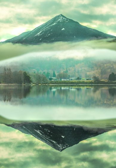 Schiehallion is seen above a cloud inversion over Loch Rannoch.