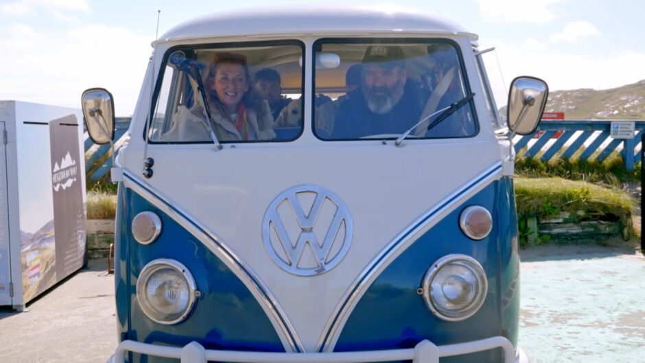 The couple with their sons and Bonnie on Barra.