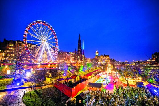 The Christmas market at Edinburgh’s Princes Gardens.