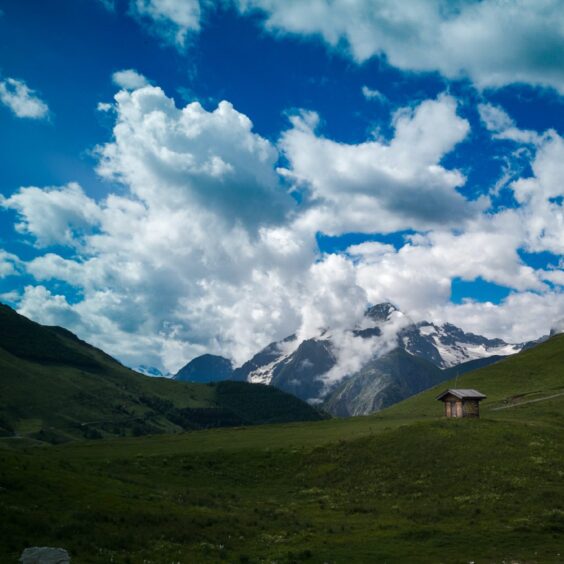 A small hut in the hills above Les Deux Alpes.