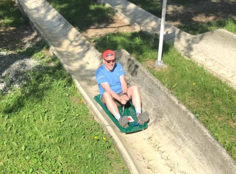 Paul English on the Alpine rollercoaster.