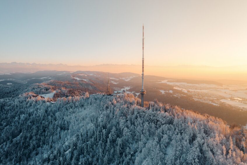 The tower at the top of Uetliberg that gives visitors impressive views.