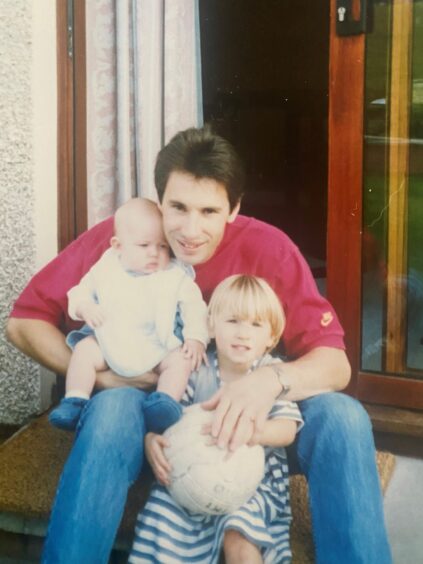 Amy Irons as a child with dad Davie and brother Lewis, also now a BBC presenter.