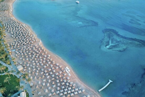 The beach at Jaz Makadina Hotel, Hurghada.