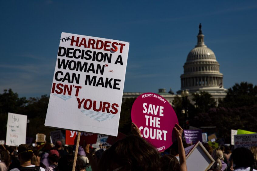 Protestors in Washington, D.C. in support of reproductive rights.