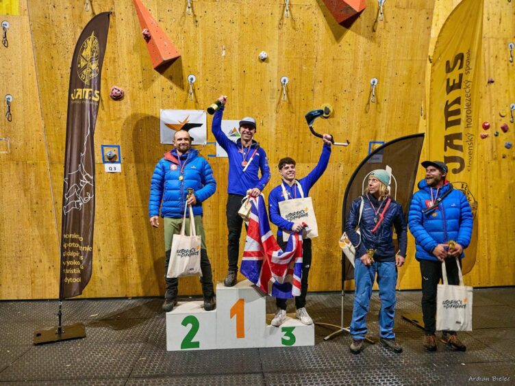 Willis Morris on the podium (centre) at the 2024 Continental Cup. Slovakia.