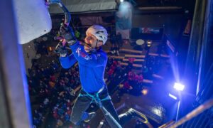 Willis Morris at the 2023 UIAA Ice Climbing Continental Open in Utrecht, Netherlands.