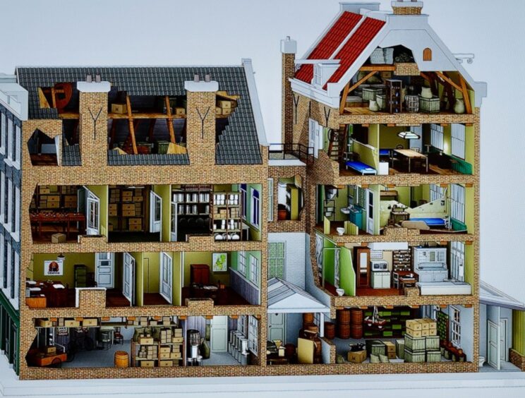 Cross section of Anne Frank’s house.