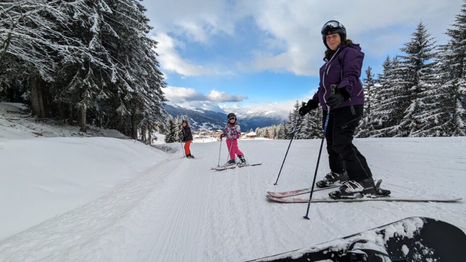 The family on the gentler slopes.