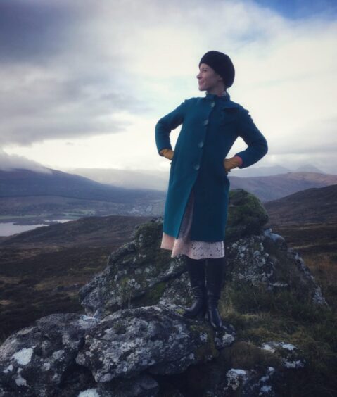 Lucy Worsley in the wilds of Scotland near Taymouth. 