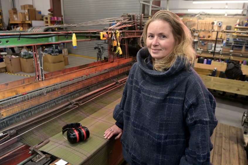 Clare Campbell, founder of Prickly Thistle, at her tartan mill in Evanton. 