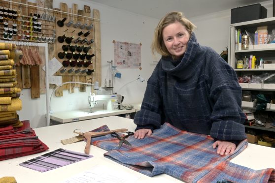 Clare Campbell, founder of Prickly Thistle, at her tartan mill in Evanton.