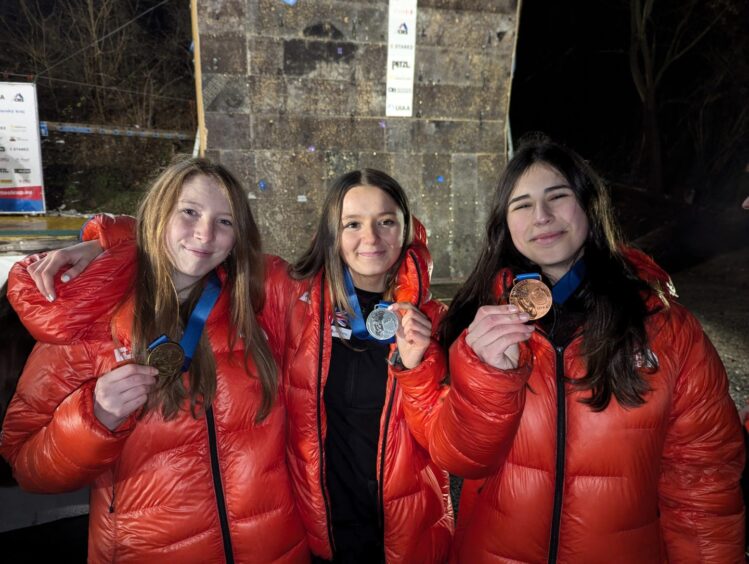 (left to right) medals for Kasha Ogilvie, Tabitha O'Caroll and Nina Henderson at the Continental Cup, Czechia last year.