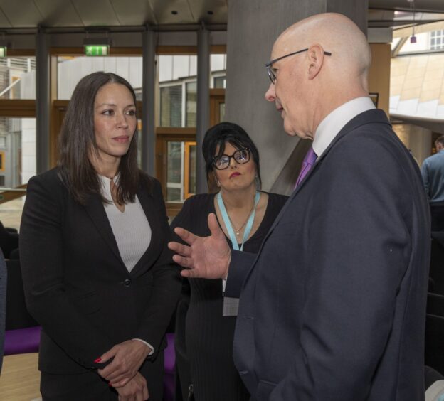 Ms Clair at Holyrood last November, meeting John Swinney.