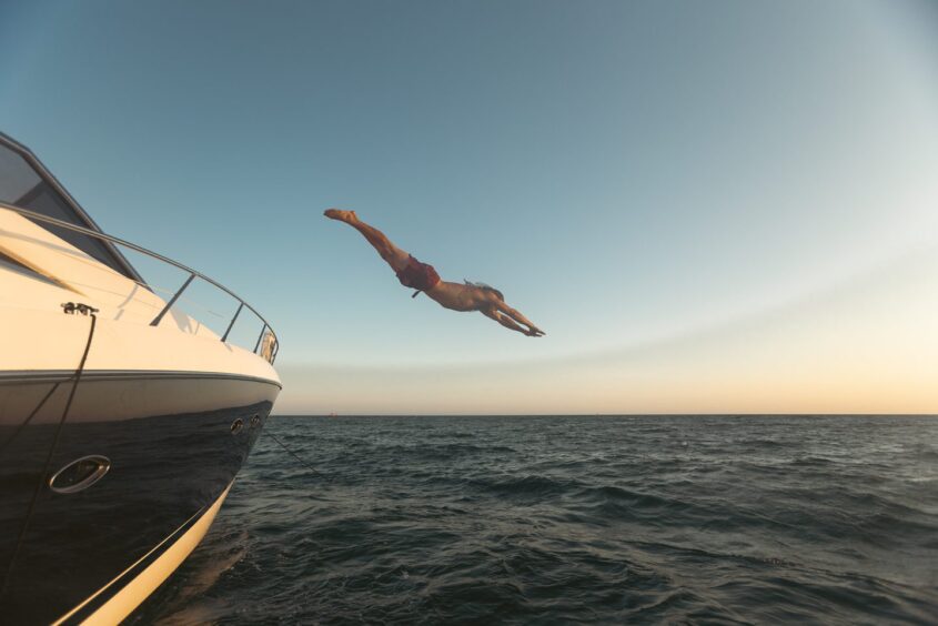 A boat trip and a quick dip.