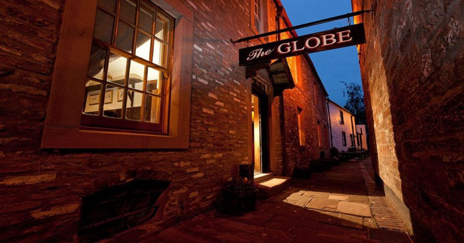 the entrance of the famous Globe Inn in Dumfries