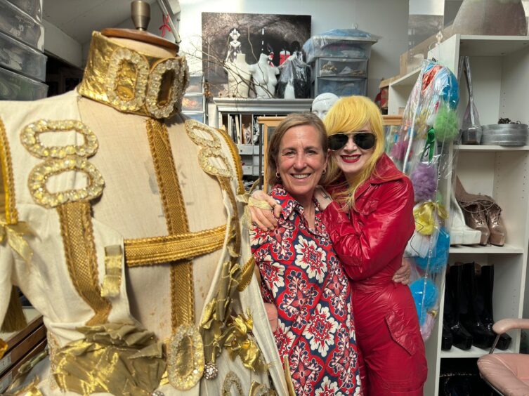 Kirsty exploring fashion history with designer Pam Hogg in Icons of Style.