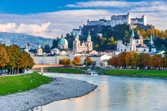 The Festung Hohensalzburg fortress and Salzach River.