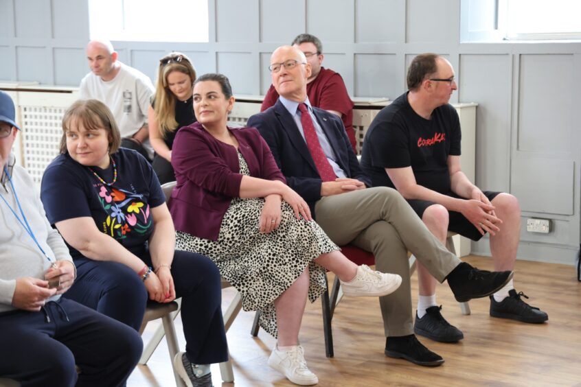 SNP candidate Katy Loudon at an event with the FM.