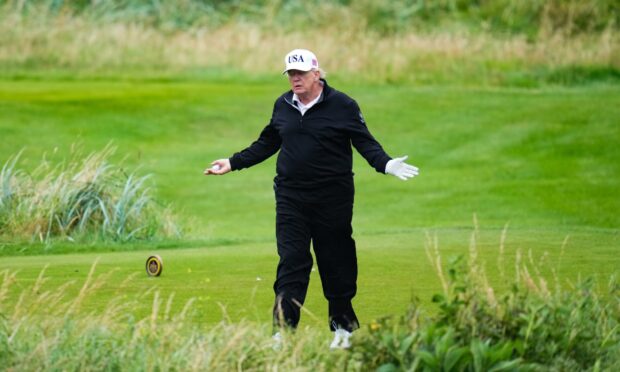 Donald Trump on the golf course in Turnberry, Scotland.