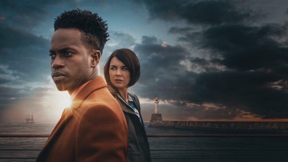 Romario Simpson with Hannah in the BBC crime drama Granite Harbour.