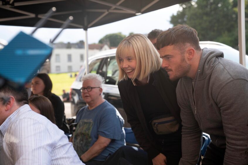 Lauren during filming.