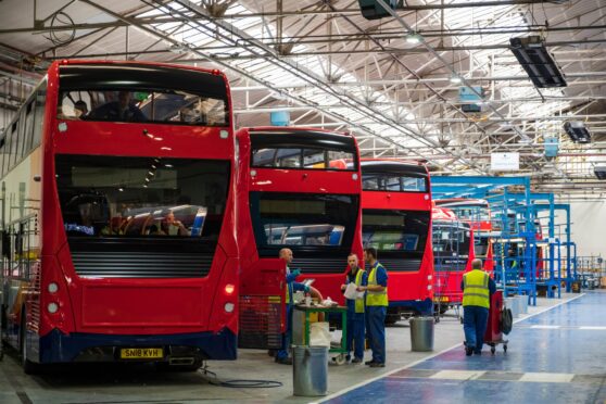 Alexander Dennis production line where jobs are under threat.