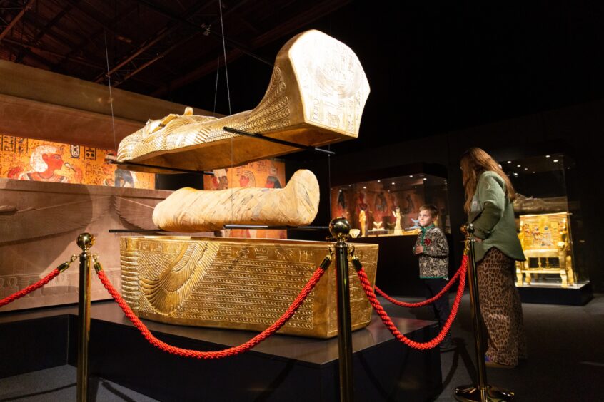 Sarcophagi on display.