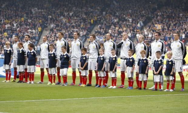 The national football team sing Flower of Scotland before matches.