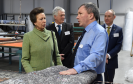 Princess Anne talking to Colin Middler as she officially opens the Glencraft Showroom and Factory