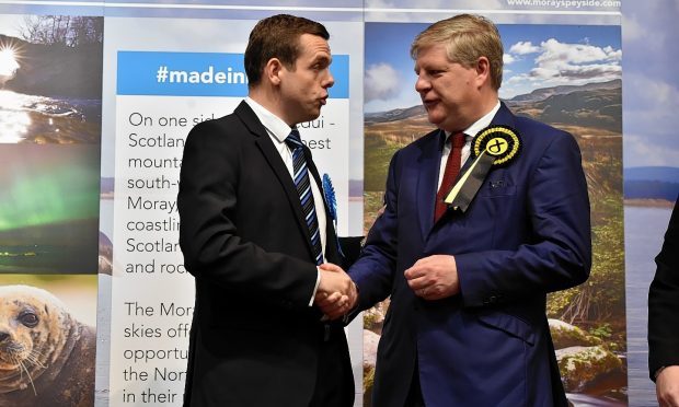 Douglas Ross (left) and Angus Robertson at the  Moray count