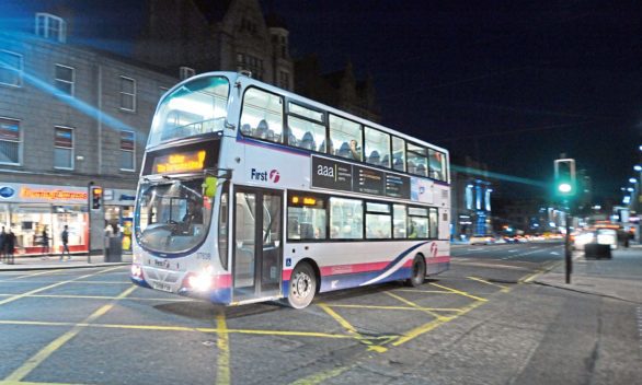 Night bus on Union Street, Aberdeen.