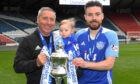 Peterhead manager Jim McInally and Ryan Dow celebrate promotion to Ladbrokes League 1.