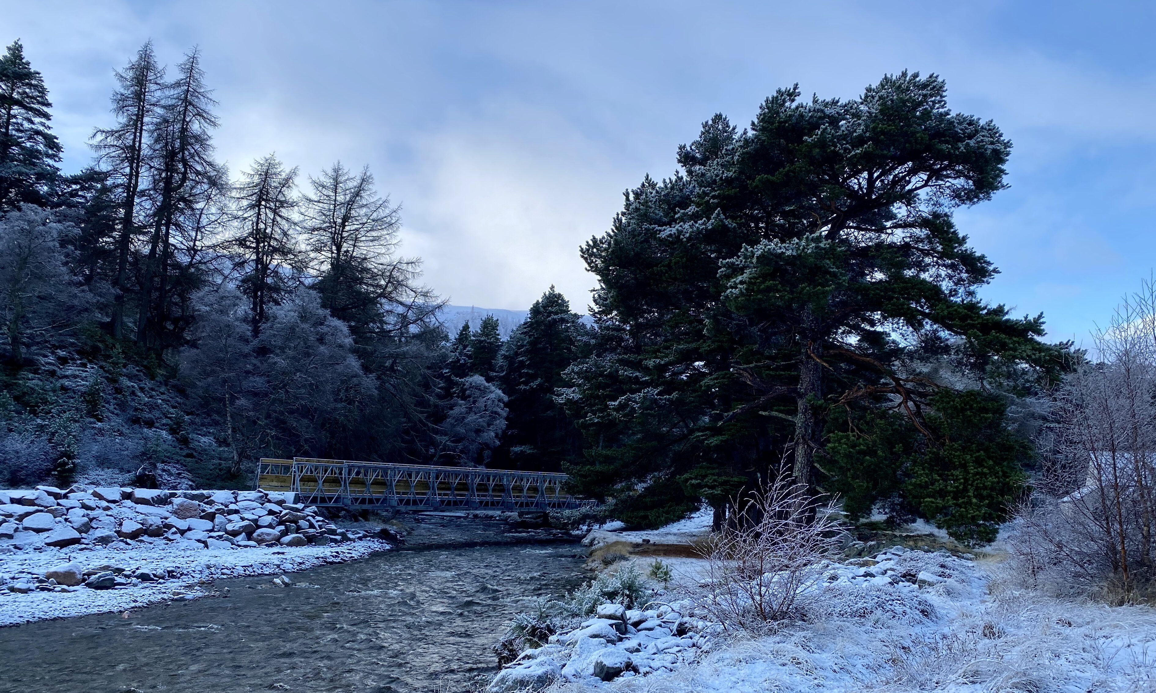 Linn of Quoich during wintry weather.