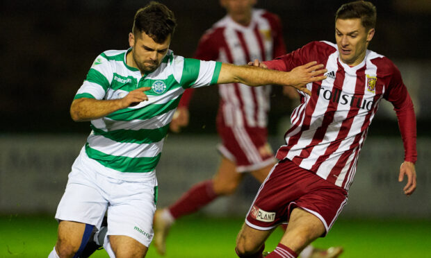 Andy MacAskill (left) hit a hat-trick for Buckie Thistle.