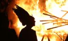 The junior galley burns after the junior Up Helly Aa parade, during the Up Helly Aa Viking festival.