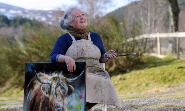 Artist Mel Shand, pictured at home in Finzean. Image: Kath Flannery/DC Thomson.