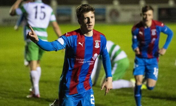 Daniel MacKay celebrates his winning goal for Inverness against Buckie