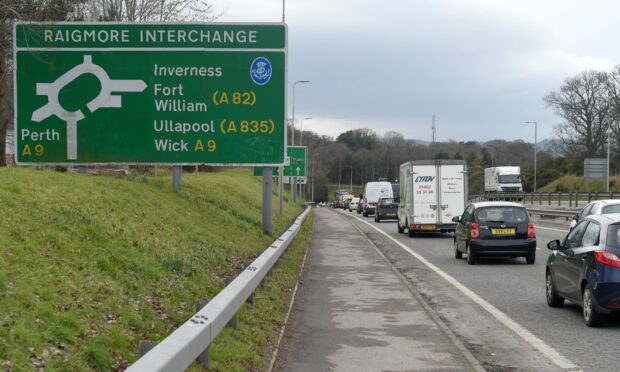 Two different phases of work will be carried out on the A9 at the Raigmore Interchange. Image: Sandy McCook / DC Thomson.