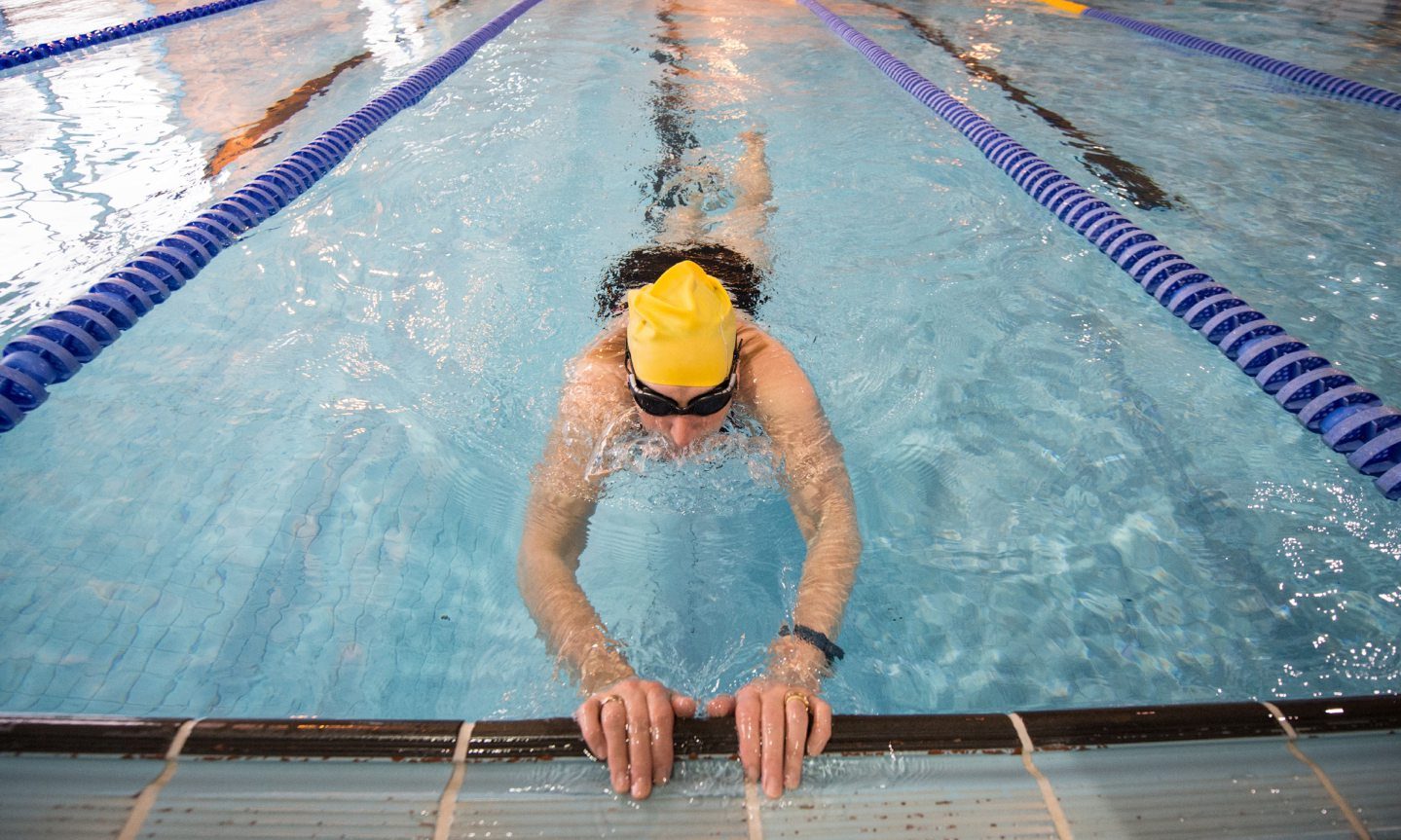 Swimmer in Moray Leisure Centre pool. 