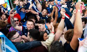 Scotland fans at Glasgow Euro 2020 fan zone.