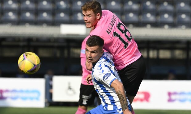 Scott Allardice, in action here against Kilmarnock, was delighted to help Caley Thistle defeat Queen of the South on Friday night.