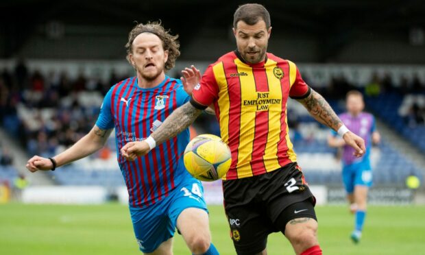 Caley Thistle winger Tom Walsh, left, in action against Partick Thistle full-back Richard Foster in ICT's 3-1 home win in September.