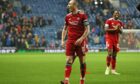 Aberdeen captain Scott Brown at full time during the 2-2 draw against Rangers.