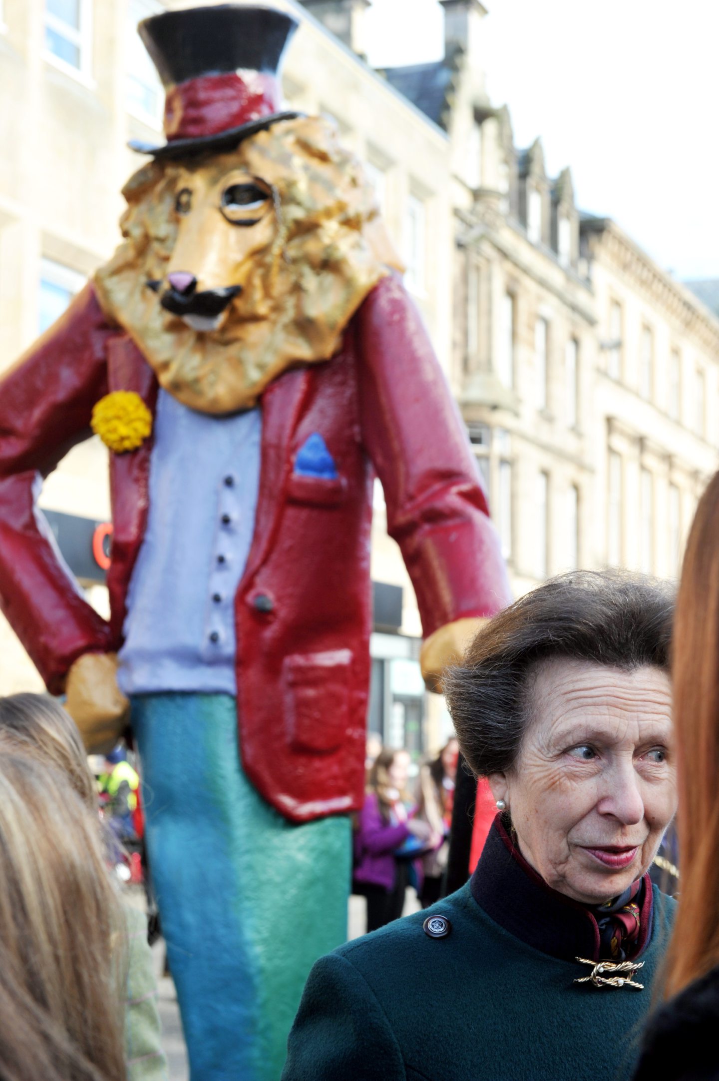 Princess Anne with Dandy Lion behind. 