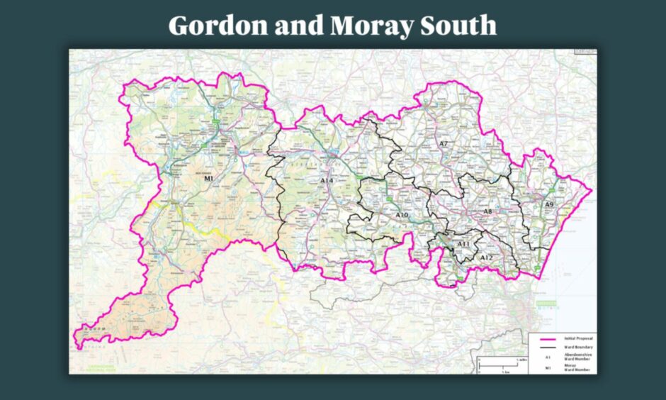 The proposed Gordon and Moray South seat, incorporating Speyside.