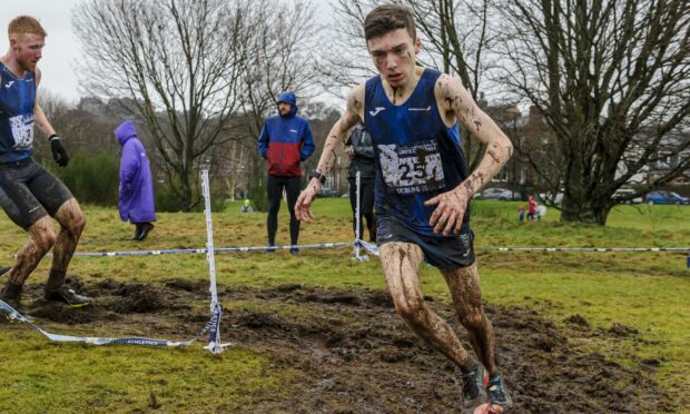 Hamish Hickey representing Scotland in a cross country international in Stirling. Image: Scottish Athletics/Bobby Gavin.