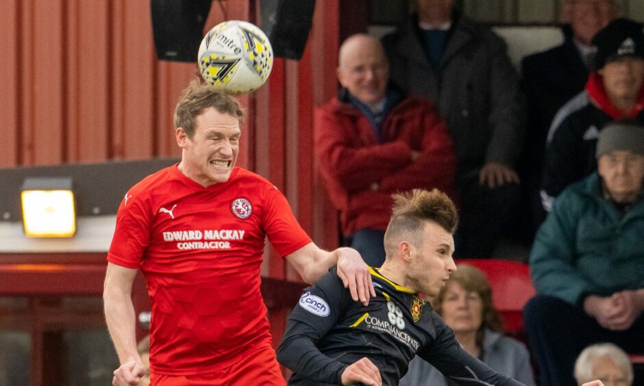 Ally MacDonald, left, in action for Brora.