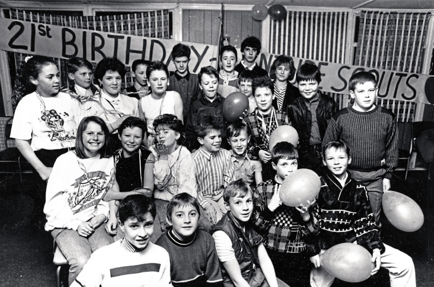 1989: Members of the 1st Portlethen Venture Scouts enjoy the 21st birthday of the Venture Scout movement with a party in the Portlethen Scout Hall