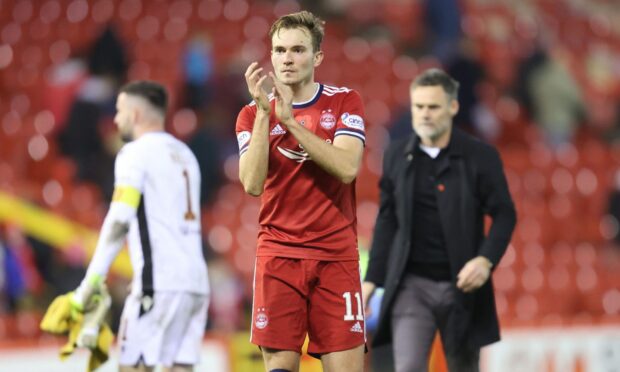 Aberdeen's Ryan Hedges (11) during the 2-0 loss to Motherwell at Pittodrie.